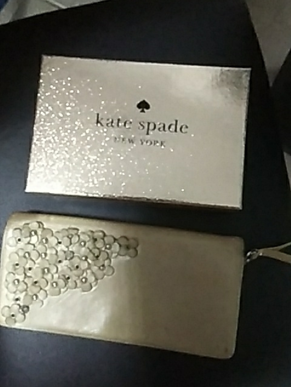 kate spade Gold Sequin Floral Wristlet